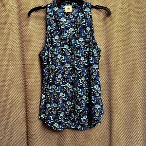CAbi blue sleeveless floral print size small
